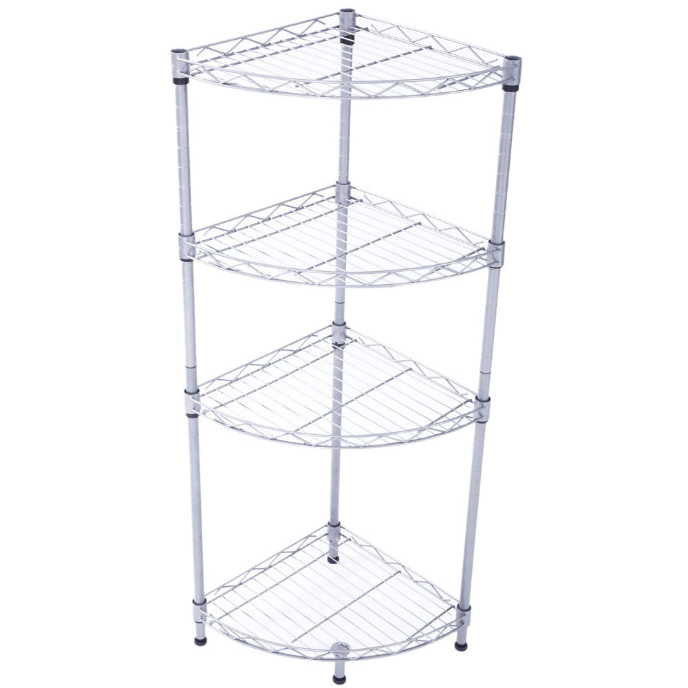 HAOYYE Fan-Shaped Carbon Steel Metal Assembly 4-Tier Storage Rack, Silver Gray, Soft Cozy Warm Flannel Fleece Home Decor, Luxury Comfortable Unique Design, Premium Quality Decorative Storage Unit for Living Room or Office