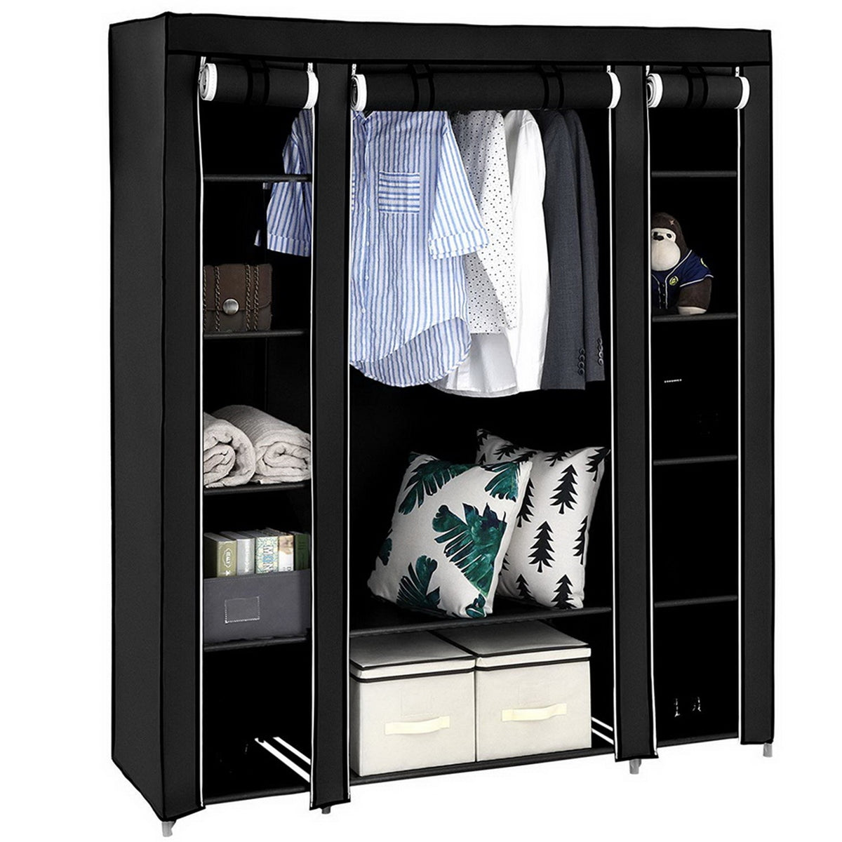 HAOYYE Portable Clothes Closet Wardrobe Storage Organizer, 68 Inch Non-Woven Fabric Closet with Strong and Durable Frame, Easy Assembly, Space-Saving Storage Solution for Bedroom, Living Room, Entryway, Closet, Modern Design and Premium Quality.