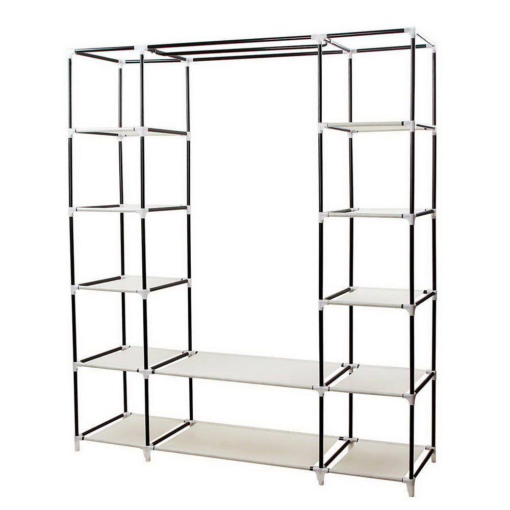 HAOYYE 69" Portable Clothes Closet Wardrobe Organizer, Non-Woven Fabric, Extra Strong and Durable, Beige, Space-Saving Storage Solution, Modern Design for Bedroom, Easy to Assemble, Stylish and Versatile Storage Cabinet for Clothing and Accessories
