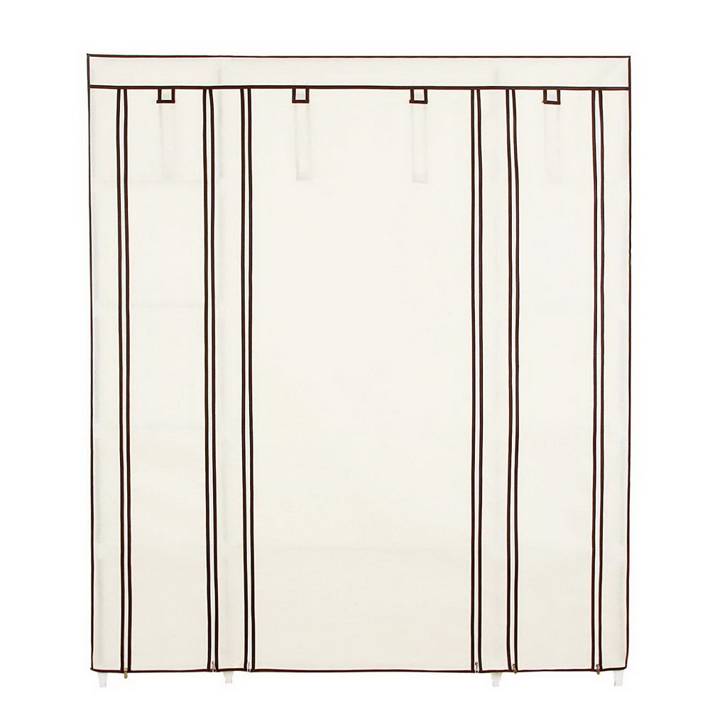 HAOYYE 69" Portable Clothes Closet Wardrobe Organizer, Non-Woven Fabric, Extra Strong and Durable, Beige, Space-Saving Storage Solution, Modern Design for Bedroom, Easy to Assemble, Stylish and Versatile Storage Cabinet for Clothing and Accessories