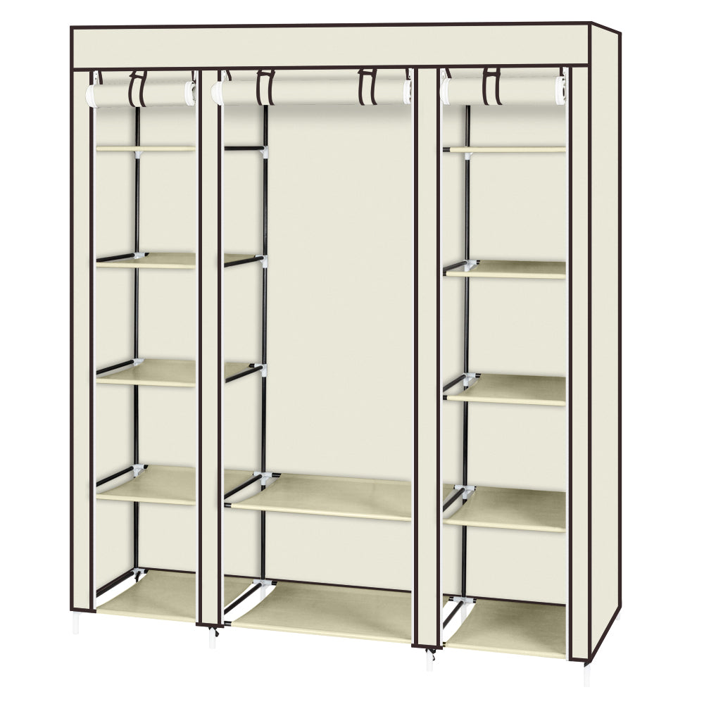 HAOYYE 69" Portable Clothes Closet Wardrobe Organizer, Non-Woven Fabric, Extra Strong and Durable, Beige, Space-Saving Storage Solution, Modern Design for Bedroom, Easy to Assemble, Stylish and Versatile Storage Cabinet for Clothing and Accessories