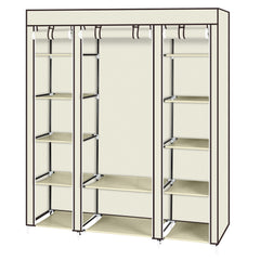 HAOYYE 69" Portable Clothes Closet Wardrobe Organizer, Non-Woven Fabric, Extra Strong and Durable, Beige, Space-Saving Storage Solution, Modern Design for Bedroom, Easy to Assemble, Stylish and Versatile Storage Cabinet for Clothing and Accessories