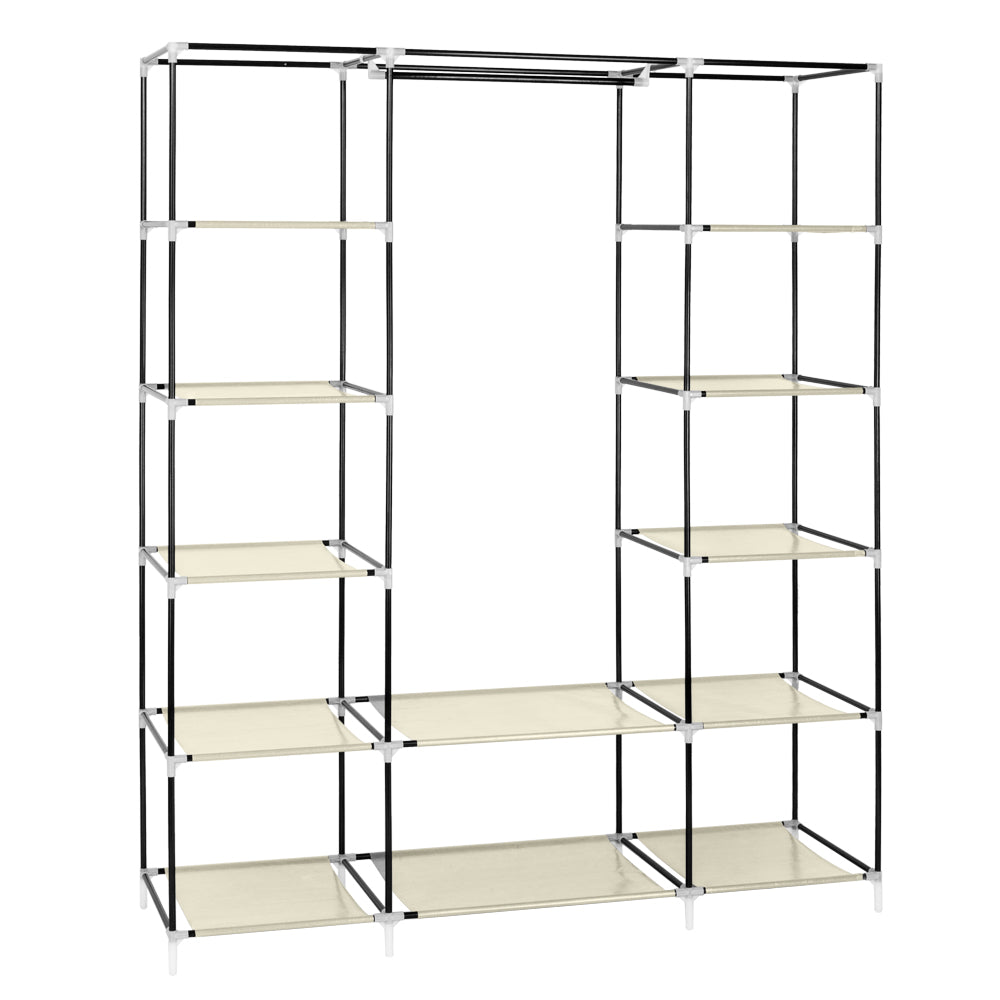 HAOYYE 69" Portable Clothes Closet Wardrobe Organizer, Non-Woven Fabric, Extra Strong and Durable, Beige, Space-Saving Storage Solution, Modern Design for Bedroom, Easy to Assemble, Stylish and Versatile Storage Cabinet for Clothing and Accessories