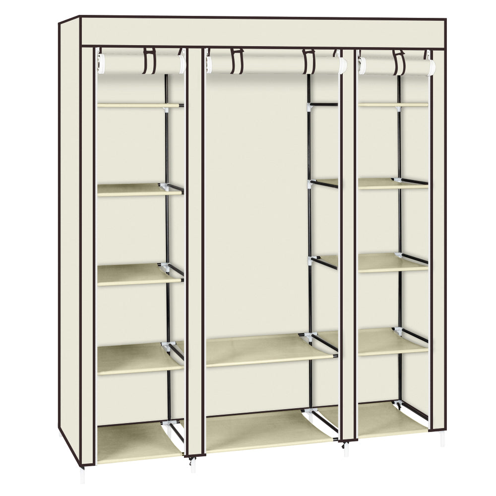 HAOYYE 69" Portable Clothes Closet Wardrobe Organizer, Non-Woven Fabric, Extra Strong and Durable, Beige, Space-Saving Storage Solution, Modern Design for Bedroom, Easy to Assemble, Stylish and Versatile Storage Cabinet for Clothing and Accessories