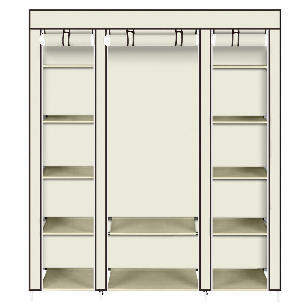 HAOYYE 69" Portable Clothes Closet Wardrobe Organizer, Non-Woven Fabric, Extra Strong and Durable, Beige, Space-Saving Storage Solution, Modern Design for Bedroom, Easy to Assemble, Stylish and Versatile Storage Cabinet for Clothing and Accessories