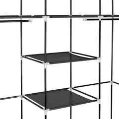 HAOYYE Portable Clothes Closet Non-Woven Fabric Wardrobe with Double Rods, Durable Black Space-Saving Storage Organizer, Modern Design, Versatile Use, Premium Quality, and Stylish Look