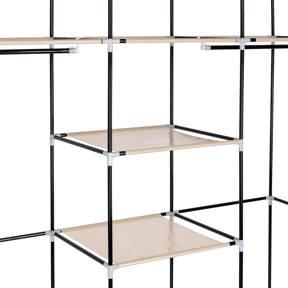 HAOYYE 69" Portable Clothes Closet with Double Rod, Non-Woven Fabric Wardrobe, Durable Space-Saving Organizer, Modern Design Storage Solution for Bedroom, Closet, Living Room, or Entryway, Premium Quality, Stylish Look for Versatile Use