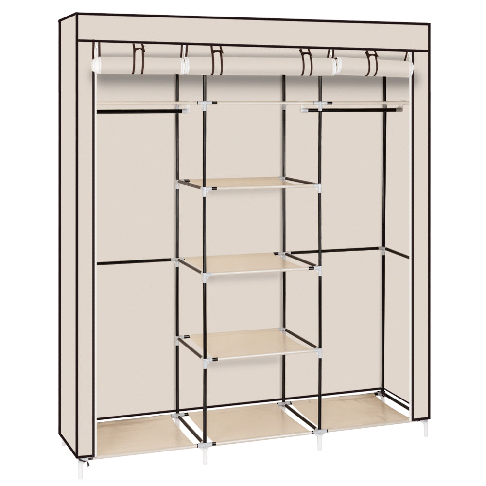 HAOYYE 69" Portable Clothes Closet with Double Rod, Non-Woven Fabric Wardrobe, Durable Space-Saving Organizer, Modern Design Storage Solution for Bedroom, Closet, Living Room, or Entryway, Premium Quality, Stylish Look for Versatile Use