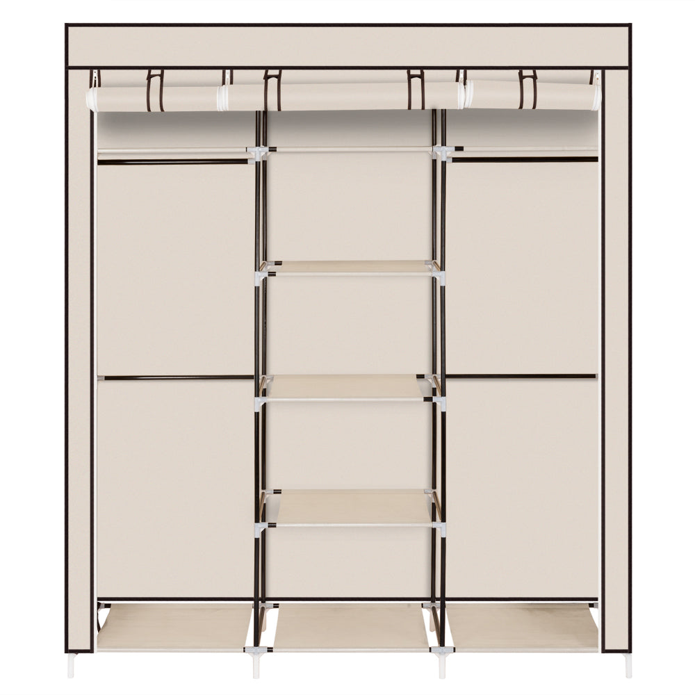 HAOYYE 69" Portable Clothes Closet with Double Rod, Non-Woven Fabric Wardrobe, Durable Space-Saving Organizer, Modern Design Storage Solution for Bedroom, Closet, Living Room, or Entryway, Premium Quality, Stylish Look for Versatile Use