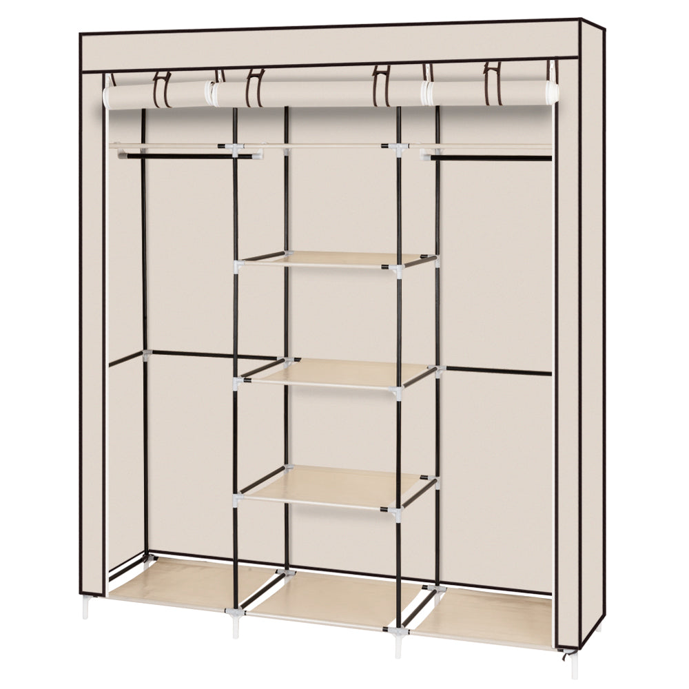 HAOYYE 69" Portable Clothes Closet with Double Rod, Non-Woven Fabric Wardrobe, Durable Space-Saving Organizer, Modern Design Storage Solution for Bedroom, Closet, Living Room, or Entryway, Premium Quality, Stylish Look for Versatile Use