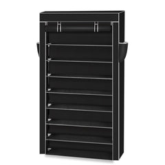 HAOYYE 10-Tier Shoe Rack with Dustproof Cover, Closet Shoe Storage Cabinet Organizer, Black, Durable Space-Saving Solution, Modern Design, Versatile Use, Premium Quality, Stylish Look for Home, Bedroom, Entryway, and Closet Storage