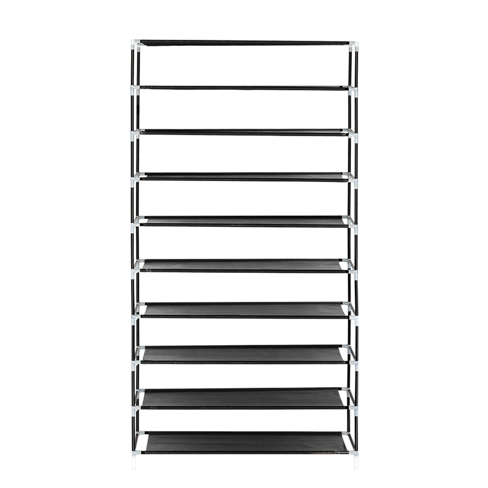 HAOYYE 10-Tier Shoe Rack with Dustproof Cover, Closet Shoe Storage Cabinet Organizer, Black, Durable Space-Saving Solution, Modern Design, Versatile Use, Premium Quality, Stylish Look for Home, Bedroom, Entryway, and Closet Storage