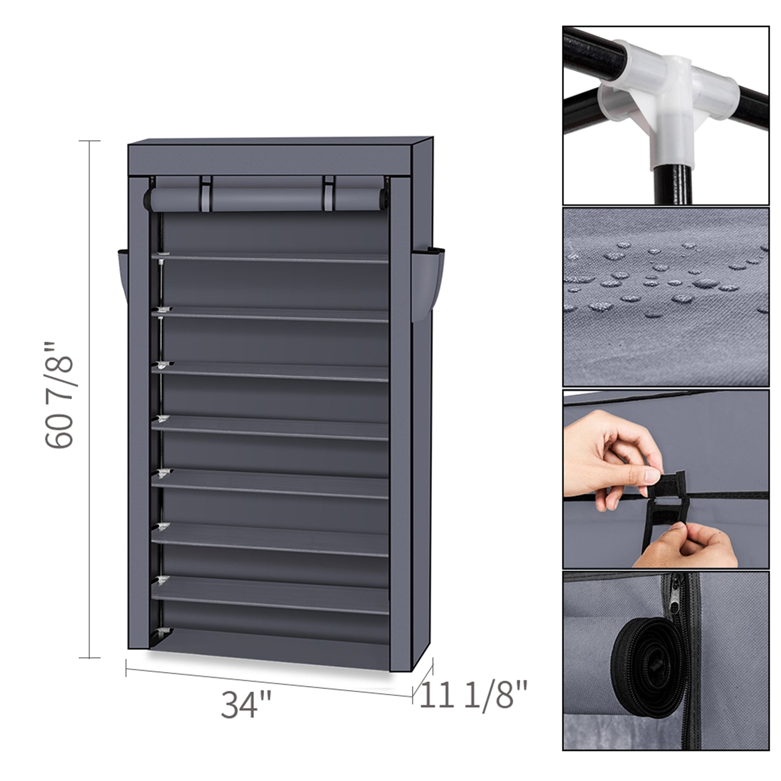 HAOYYE 10-Tier Shoe Rack with Dustproof Cover, Durable and Space-Saving Shoe Storage Organizer, Modern Design and Premium Quality, Stylish and Versatile Shoe Cabinet for Home Closet Organization