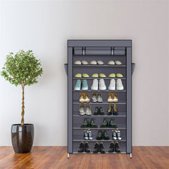 HAOYYE 10-Tier Shoe Rack with Dustproof Cover, Durable and Space-Saving Shoe Storage Organizer, Modern Design and Premium Quality, Stylish and Versatile Shoe Cabinet for Home Closet Organization
