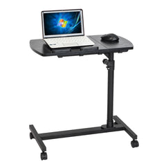 HAOYYE Four-Wheel Multifunctional Flat Surface Lifting Computer Desk Black Sturdy Design Durable Modern Home Organizer Storage Solution Practical Stylish Space-Saving Desk for Office and Living Room