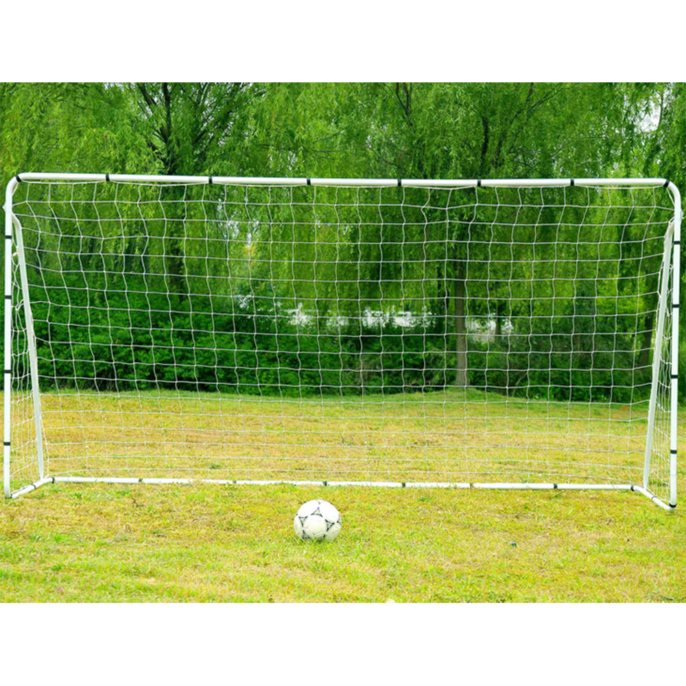 HAOYYE Steel Tube Soccer Goal Training Set White Portable Football Goal Net with Ground Stakes and Sturdy Frame for Backyard Practice Outdoor Sports Shooting Passing Game Team Training Equipment