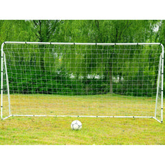 HAOYYE Steel Tube Soccer Goal Training Set White Portable Football Goal Net with Ground Stakes and Sturdy Frame for Backyard Practice Outdoor Sports Shooting Passing Game Team Training Equipment