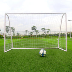 HAOYYE Professional PVC Tube Soccer Goal White Portable Plastic Football Net with Ground Stakes and Durable Frame for Outdoor Training Backyard Practice Beach Sports Shooting Game Team Use