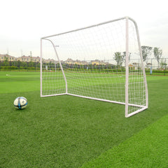 HAOYYE Professional PVC Tube Soccer Goal White Portable Plastic Football Net with Ground Stakes and Durable Frame for Outdoor Training Backyard Practice Beach Sports Shooting Game Team Use