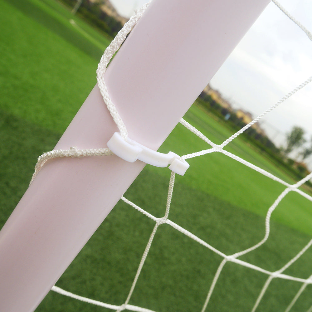 HAOYYE Professional PVC Tube Soccer Goal White Portable Plastic Football Net with Ground Stakes and Durable Frame for Outdoor Training Backyard Practice Beach Sports Shooting Game Team Use