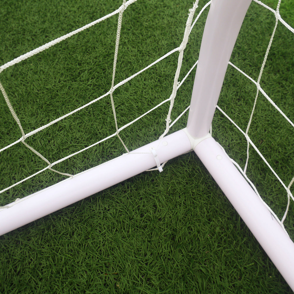 HAOYYE Professional PVC Tube Soccer Goal White Portable Plastic Football Net with Ground Stakes and Durable Frame for Outdoor Training Backyard Practice Beach Sports Shooting Game Team Use