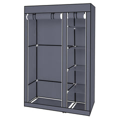 DE Direct HAOYYE Portable Clothes Closet Wardrobe with Non-Woven Fabric Cover and Hanging Rod Strong Steel Frame Freestanding Storage Organizer Dustproof Fabric Shelves Quick and Easy Assembly for Bedroom Entryway