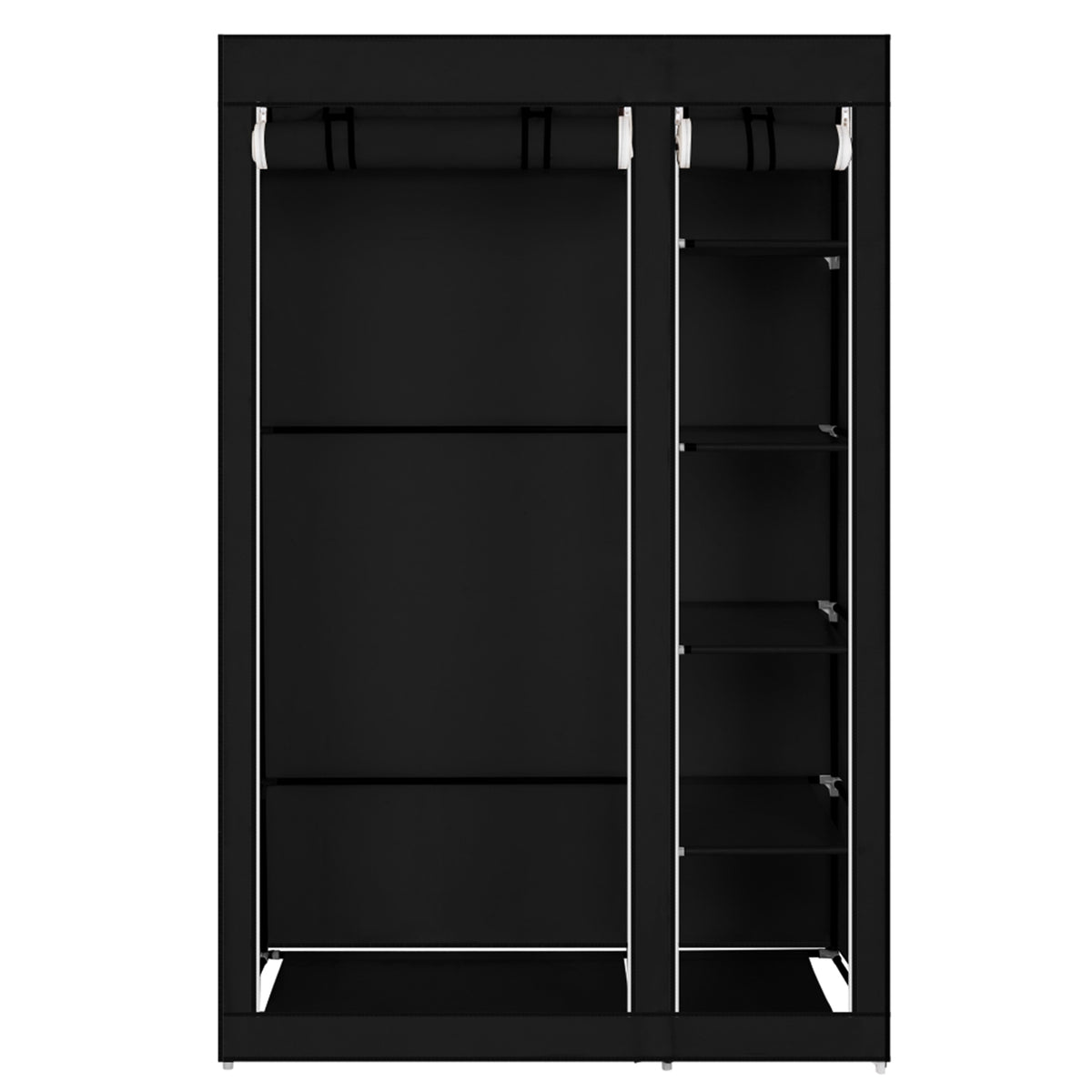 DE Direct HAOYYE Portable Clothes Closet Wardrobe with Non-Woven Fabric Cover and Hanging Rod Easy to Assemble Freestanding Storage Organizer for Bedroom Entryway or Dorm Use Black Modern Fabric Wardrobe