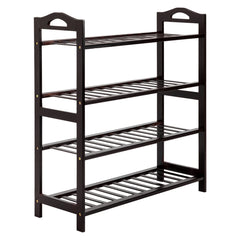 HAOYYE 4-Tier Bamboo Shoe Rack with 12 Slats, Durable Coffee Finish, Space-Saving and Stylish Organizer for Living Room or Bedroom, Modern Design and Premium Quality Storage Solution for Home Essentials