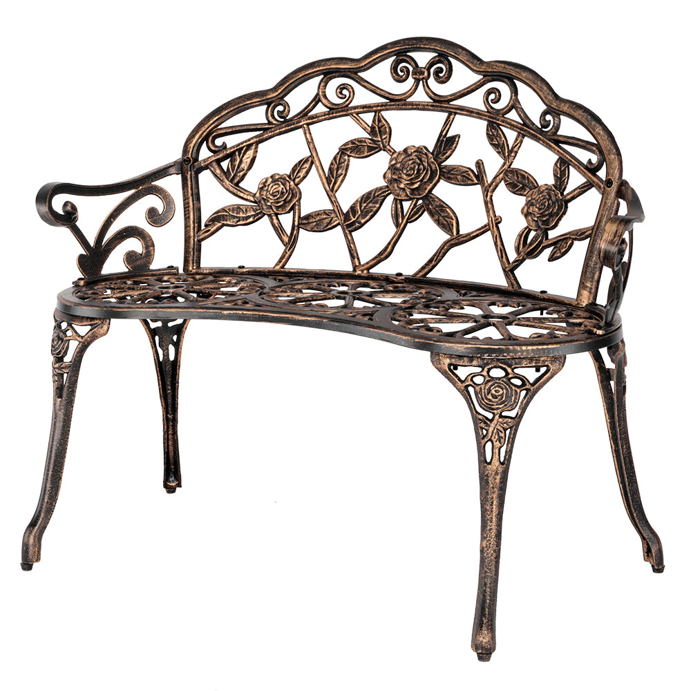 HAOYYE Cast Aluminum Outdoor Courtyard Decoration Park Leisure Rose Chair, Durable and Elegant Garden Chair with Rose Design, Perfect for Patio, Porch, or Garden, Comfortable and Stylish Seating