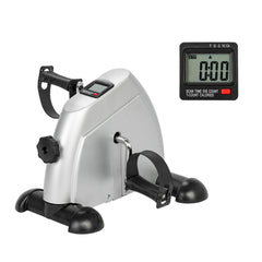 HAOYYE Mini Exercise Bike for Home Use Hands and Feet Trainer Pedal Exerciser Machine Portable Under Desk Fitness Cycle for Arm and Leg Workout with LCD Display Non Slip Base Silver Color