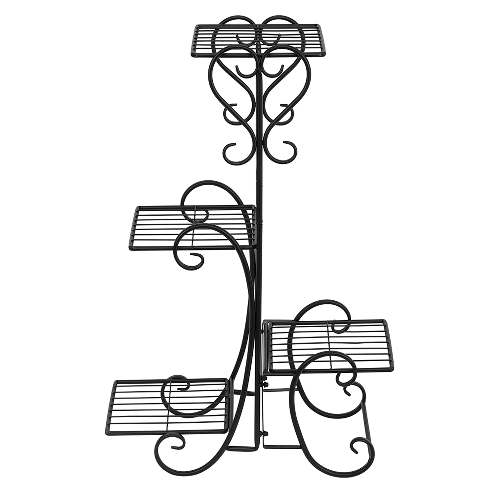 HAOYYE 4 Potted Square Flower Metal Shelves Plant Stand, Black, Durable and Space-Saving Storage Solution, Modern Design, Versatile for Indoor and Outdoor Use, Premium Quality, Stylish Decorative Display Rack for Your Garden