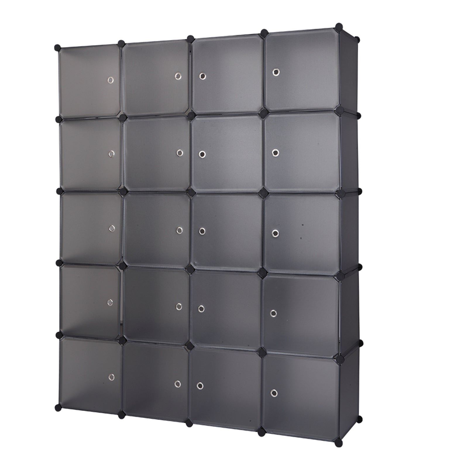 HAOYYE 20 Cube Modular Closet Organizer, Stackable Plastic Cube Shelving Unit with Hanging Rod, Gray Durable Multi-Purpose Storage Cabinet for Clothes, Shoes, Accessories, Entryway, Bedroom, Sturdy Design, Space-Saving Home Organization Solution