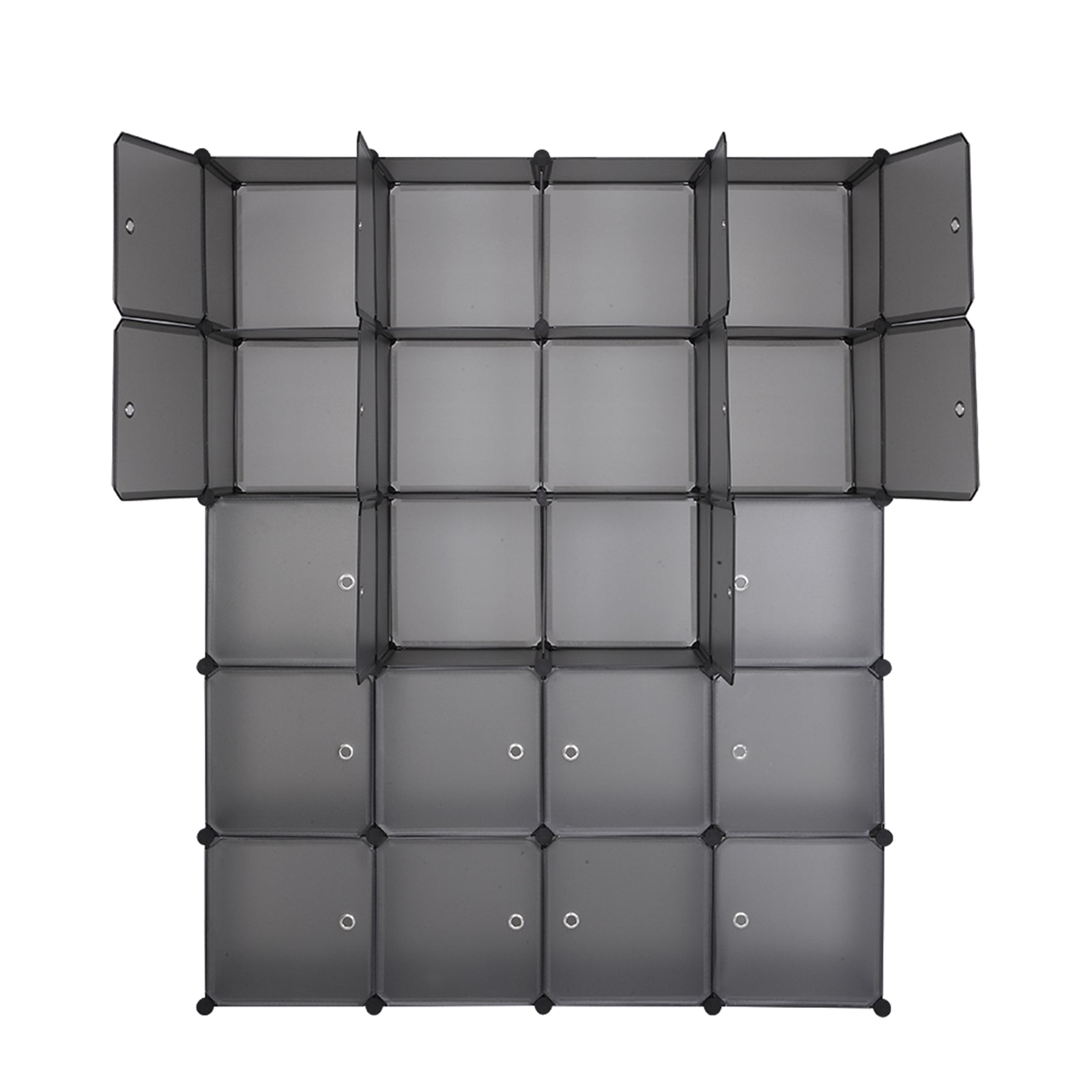 HAOYYE 20 Cube Modular Closet Organizer, Stackable Plastic Cube Shelving Unit with Hanging Rod, Gray Durable Multi-Purpose Storage Cabinet for Clothes, Shoes, Accessories, Entryway, Bedroom, Sturdy Design, Space-Saving Home Organization Solution