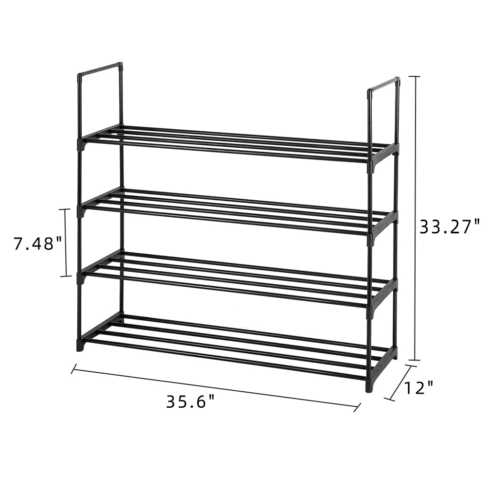 HAOYYE 4-Tier Shoe Rack Tower Storage Organizer for Bedroom, Entryway, Hallway and Closet, Durable Black Shoe Shelf with Modern Design, Space-Saving and Versatile Storage Solution, Premium Quality for Home Organization