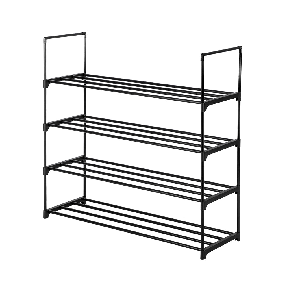 HAOYYE 4-Tier Shoe Rack Tower Storage Organizer for Bedroom, Entryway, Hallway and Closet, Durable Black Shoe Shelf with Modern Design, Space-Saving and Versatile Storage Solution, Premium Quality for Home Organization