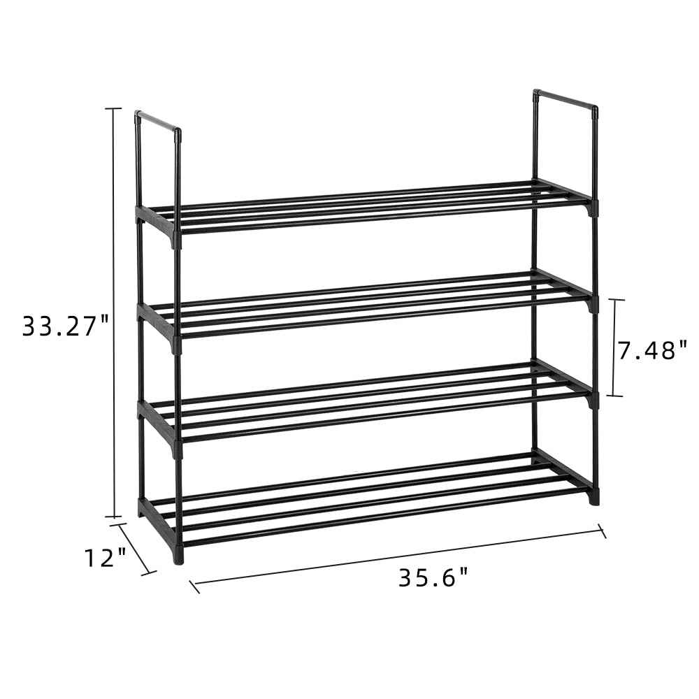 HAOYYE 4-Tier Shoe Rack Tower Storage Organizer for Bedroom, Entryway, Hallway and Closet, Durable Black Shoe Shelf with Modern Design, Space-Saving and Versatile Storage Solution, Premium Quality for Home Organization