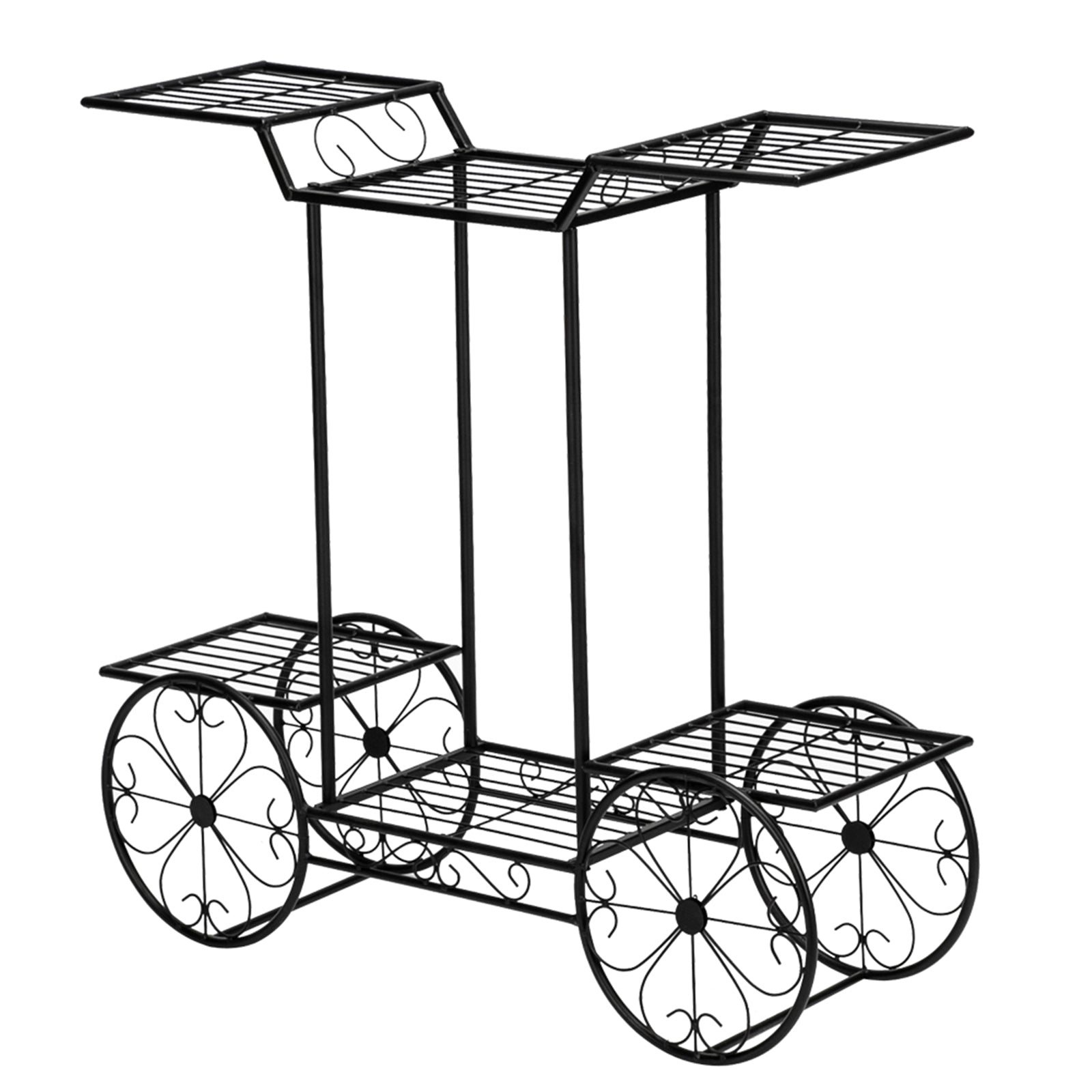 HAOYYE Car-Shaped 6-Tier Plant Stand, Black Metal Frame, Soft Cozy Flannel Fleece Liner, Modern Home Decor, Luxury Unique Design, Premium Quality Decorative Plant Holder For Indoor Outdoor Use, Perfect For Garden, Patio, Or Living Room
