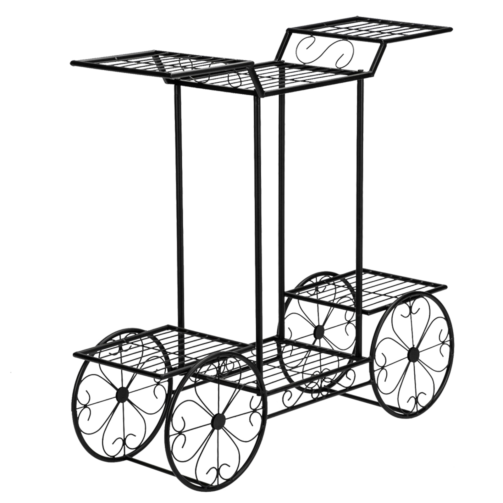 HAOYYE Car-Shaped 6-Tier Plant Stand, Black Metal Frame, Soft Cozy Flannel Fleece Liner, Modern Home Decor, Luxury Unique Design, Premium Quality Decorative Plant Holder For Indoor Outdoor Use, Perfect For Garden, Patio, Or Living Room
