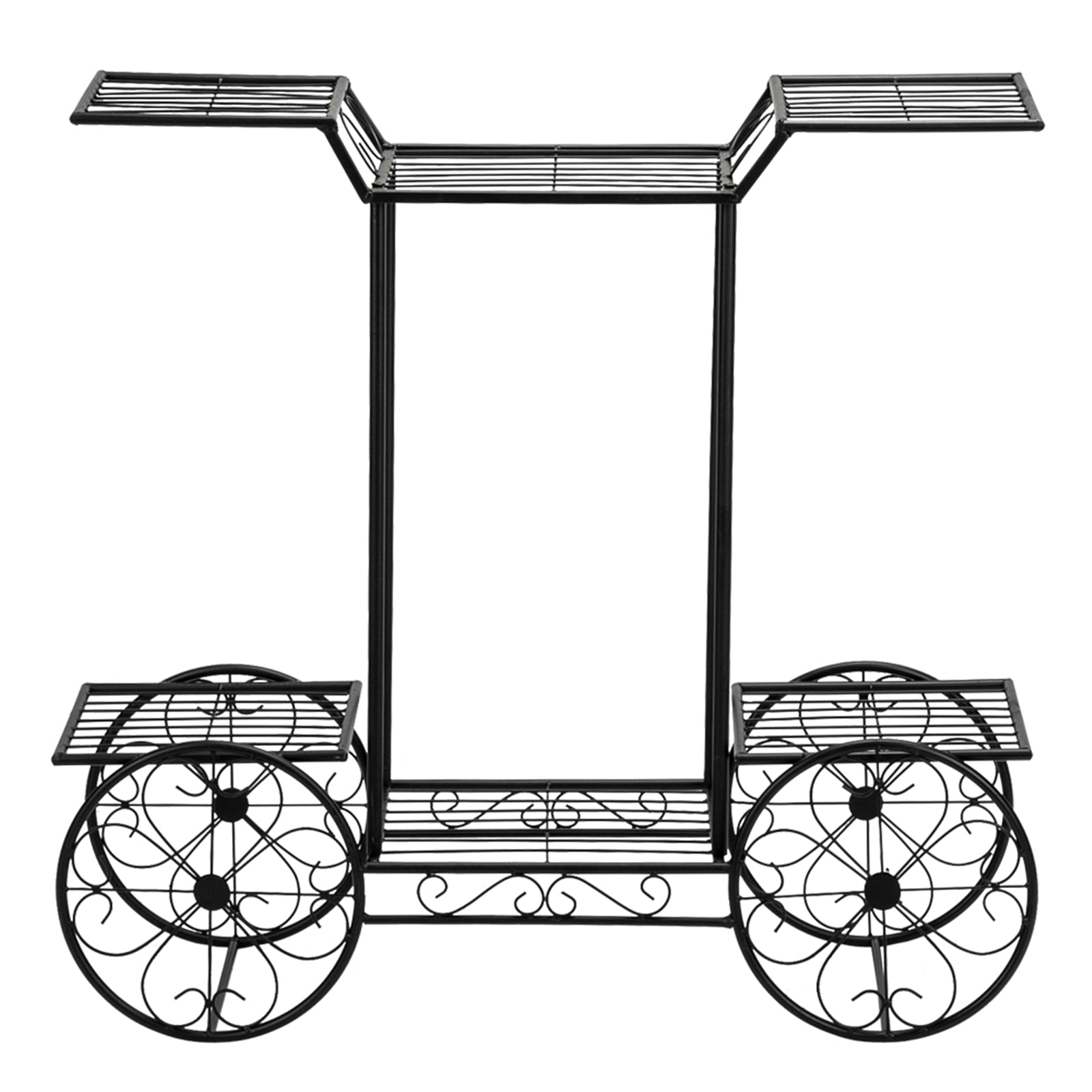 HAOYYE Car-Shaped 6-Tier Plant Stand, Black Metal Frame, Soft Cozy Flannel Fleece Liner, Modern Home Decor, Luxury Unique Design, Premium Quality Decorative Plant Holder For Indoor Outdoor Use, Perfect For Garden, Patio, Or Living Room