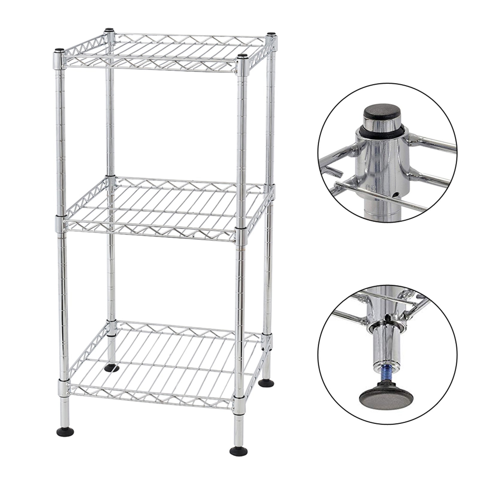 HAOYYE 3-Tier Steel Wire Shelving Tower, Durable Space-Saving Storage Organizer, Modern Design, Versatile Use for Home Essentials, Stylish Look for Living Room, Bedroom, Office