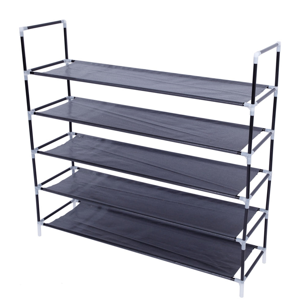 HAOYYE 5-Tier Non-Woven Fabric Shoe Rack with Handle, Black Shoe Storage Shelf for Bedroom, Entryway, or Closet, Durable and Space-Saving, Stylish Modern Design, Versatile and Convenient Organization Solution, Premium Quality Construction