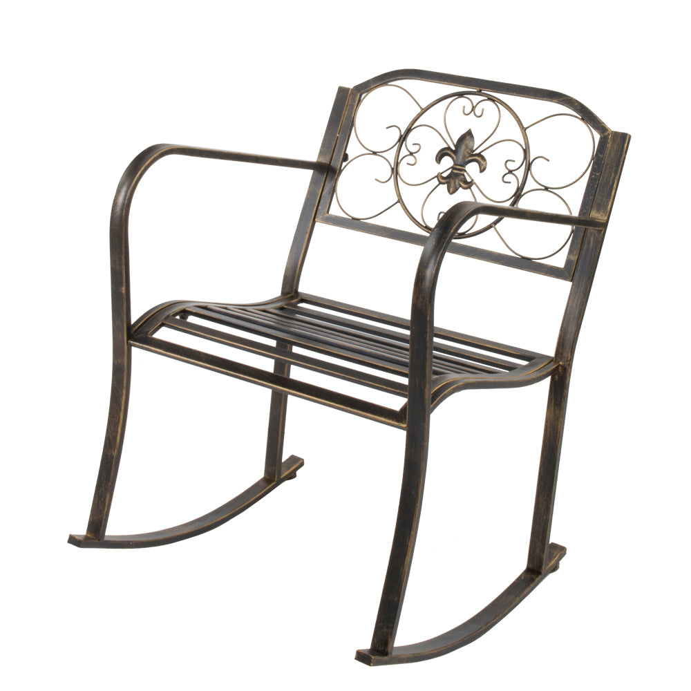 HAOYYE Outdoor Flat Tube Single Rocking Chair, Durable and Stylish Design for Gardens, Patios, and Backyards