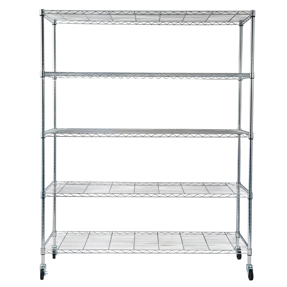 HAOYYE 5-Tier NSF Heavy Duty Adjustable Storage Metal Rack with Wheels & Shelf Liners, Chrome Finish, Ideal for Garage, Kitchen, Office, and More, Soft Cozy Warm Flannel Fleece Home Decor, Luxury Comfortable Design, Premium Quality Organizer