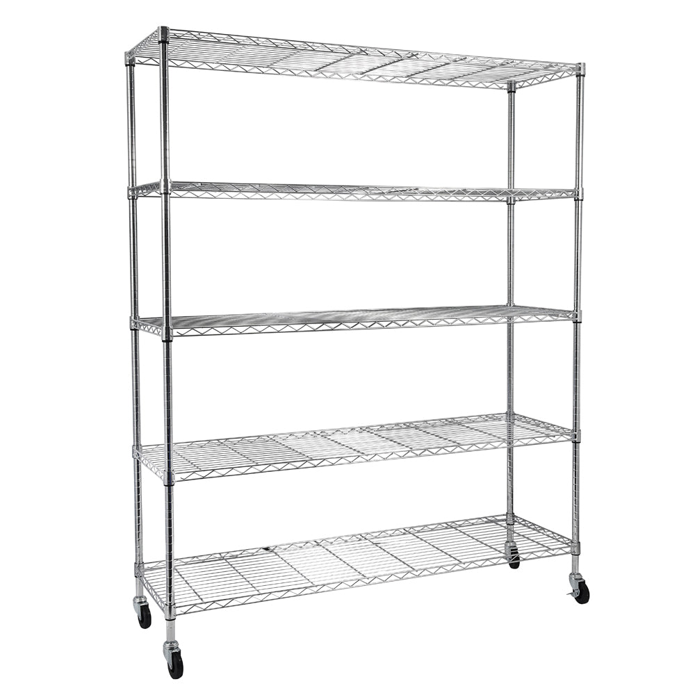 HAOYYE 5-Tier NSF Heavy Duty Adjustable Storage Metal Rack with Wheels & Shelf Liners, Chrome Finish, Ideal for Garage, Kitchen, Office, and More, Soft Cozy Warm Flannel Fleece Home Decor, Luxury Comfortable Design, Premium Quality Organizer
