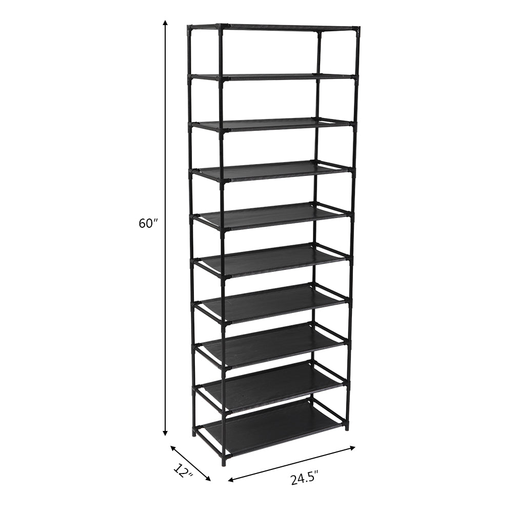 HAOYYE 10 Tier Stackable Shoe Rack Storage Shelves with Stainless Steel Frame and Durable Construction Holding up to 50 Pairs of Shoes, Offering a Space Saving and Modern Organizer for Home Entryway, Closet and Wardrobe