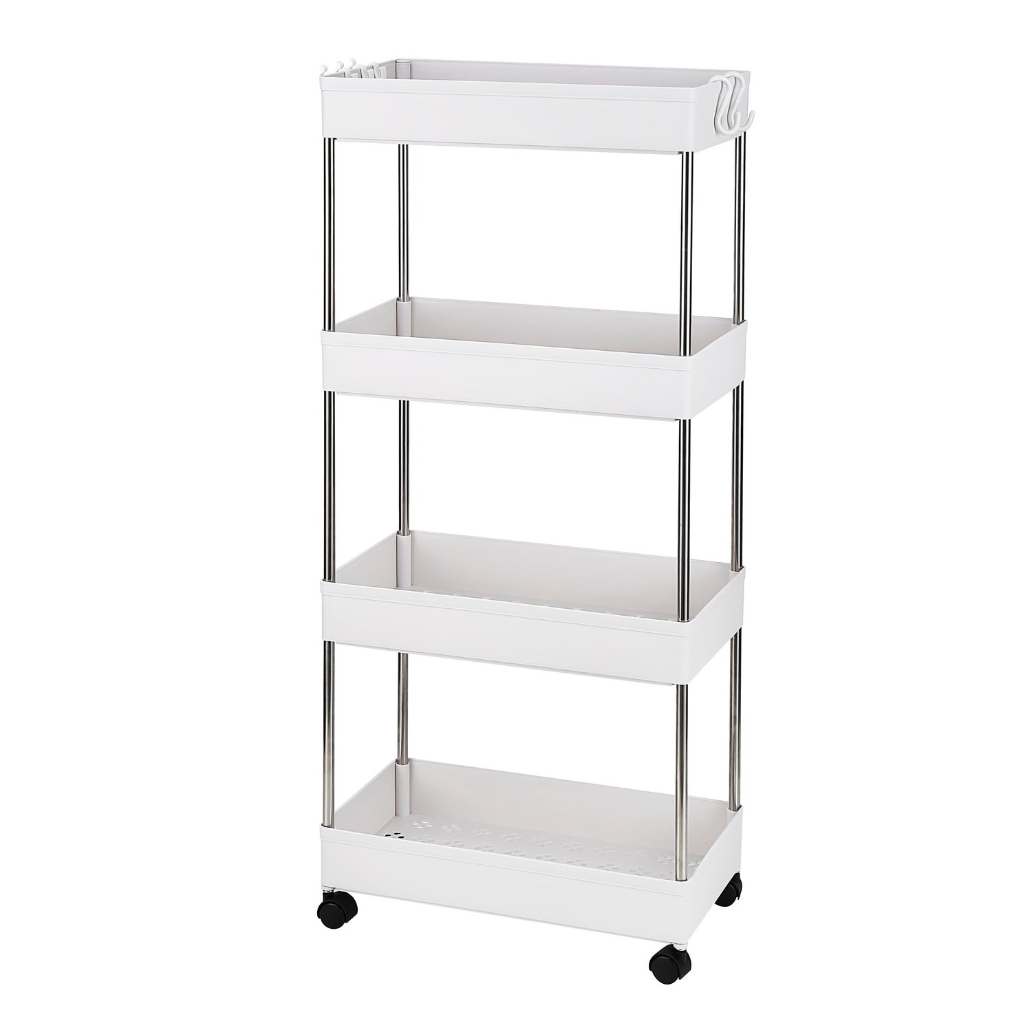 HAOYYE 4-Layer Mobile Multi-functional Storage Cart,Suitable for Kitchen, Bathroom, Laundry Room Narrow Place, Plastic and Stainless Steel, White soft cozy warm flannel fleece home decor luxury