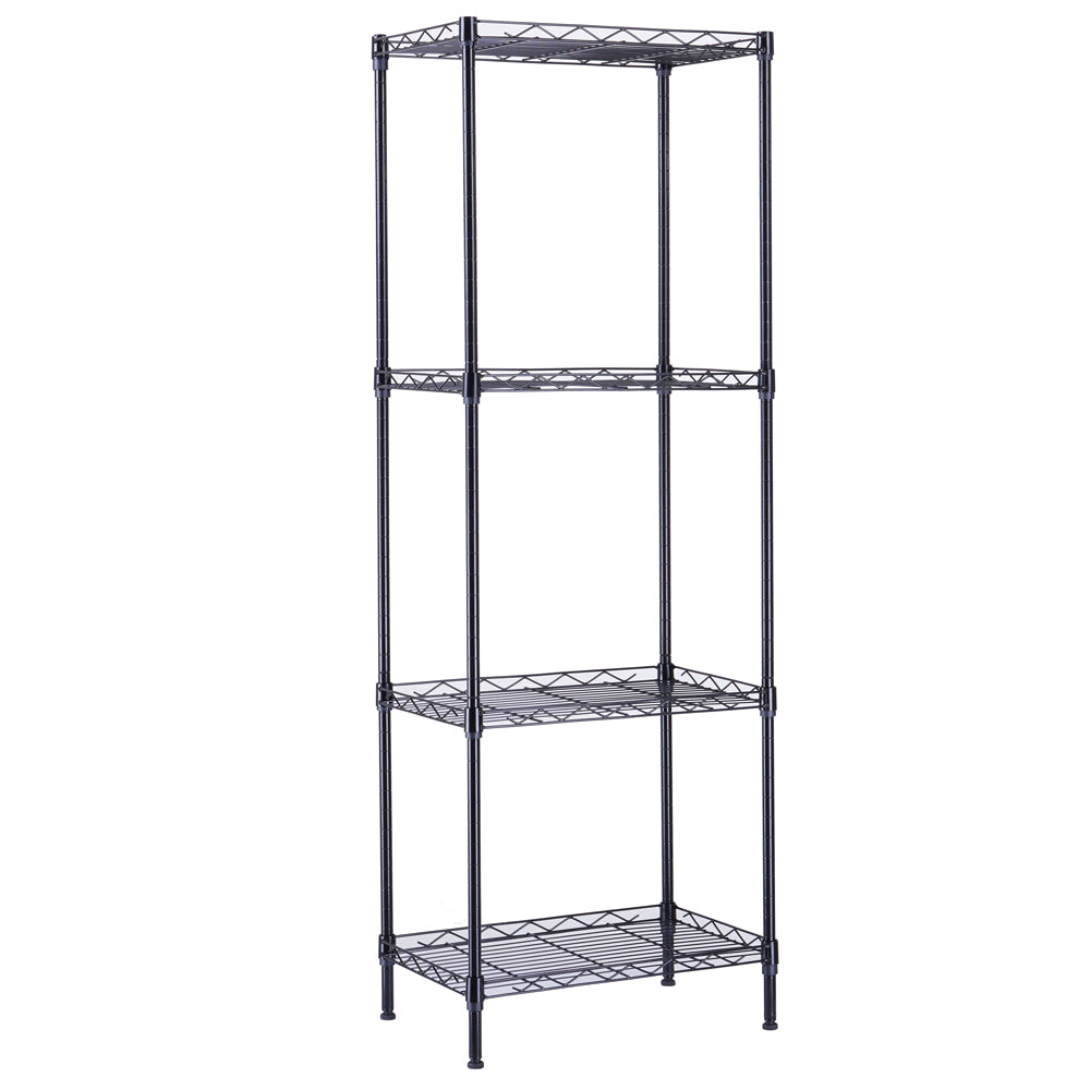 HAOYYE 4-Tier Wire Shelving Unit Metal Storage Rack Black Adjustable Organizer with Leveling Feet for Kitchen Bathroom Office