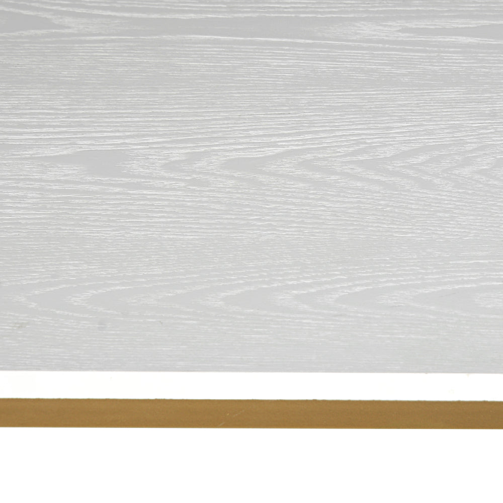 HAOYYE 2-Tier Console Table With White MDF Top And Gold Metal Frame, Modern Nordic-Style Entry Table, Durable And Sturdy Home Organizer, Space-Saving Storage Solution, Stylish And Practical Sofa Table, Perfect For Living Room, Hallway, Or Bedroom Decor