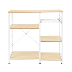 HAOYYE 3-Tier Kitchen Baker’s Rack Microwave Oven Stand Storage Cart Workstation Shelf White Oak Durable Sturdy Multifunctional Organizer Modern Home Storage Solution Space-Saving Design for Kitchen and Dining Room
