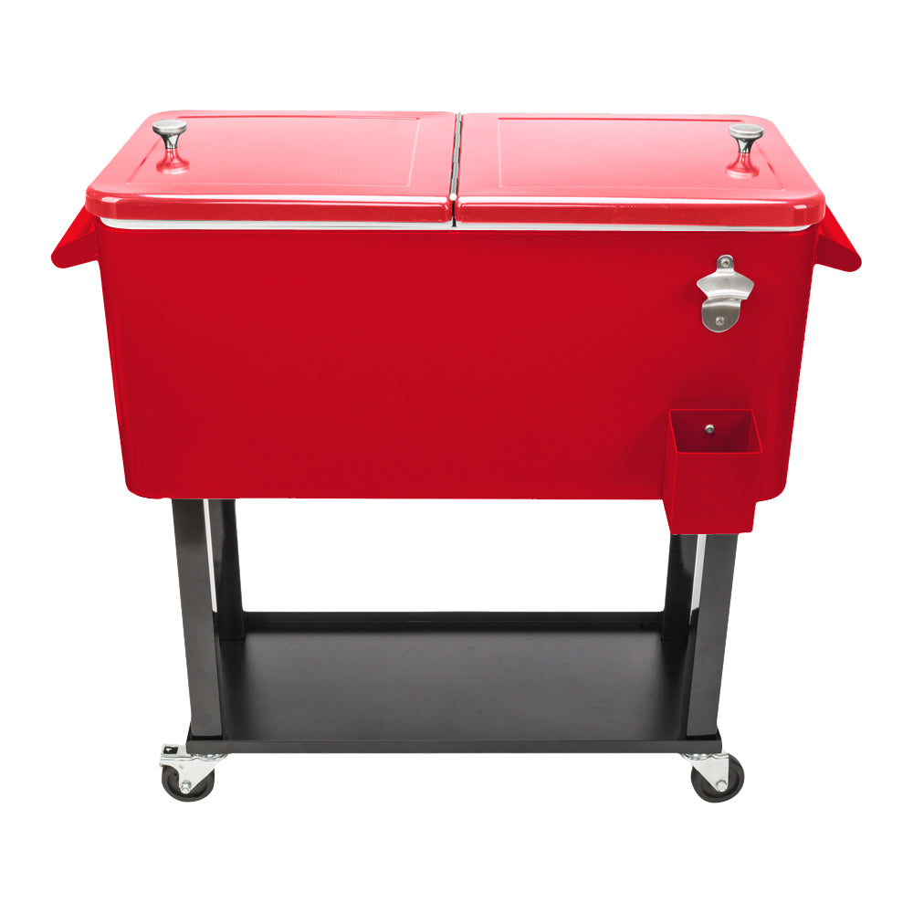 HAOYYE  Red Box Freezer Incubator with Drain Pipe, Black Square Foot Tube, Warm and Cooling Functions, Convenient Bottom Tray, Portable with Wheels